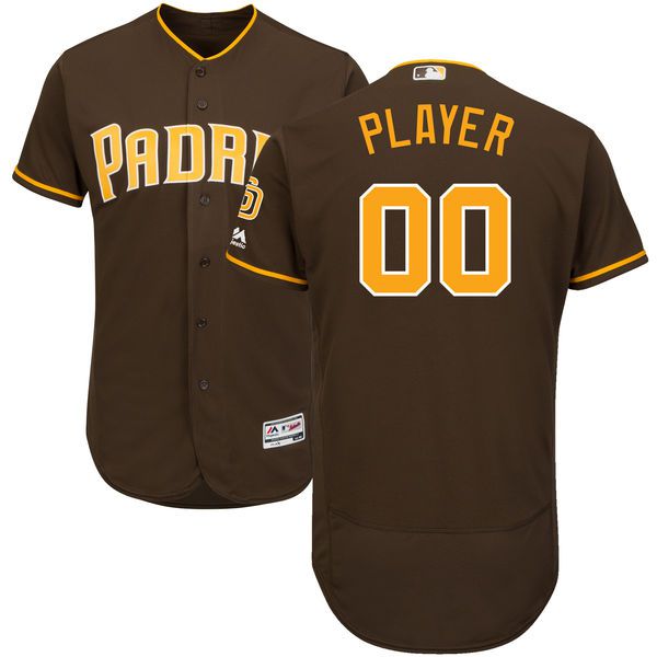 Men San Diego Padres Majestic Brown Alternate Flex Base Authentic Collection Custom MLB Jersey->customized mlb jersey->Custom Jersey